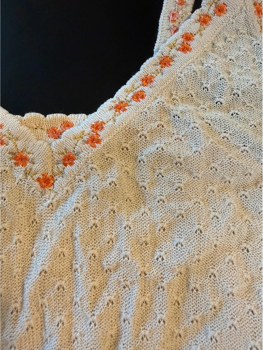 NWOT Intimately Free People Knit Cami Tank | Cream Floral Trim | Size Small